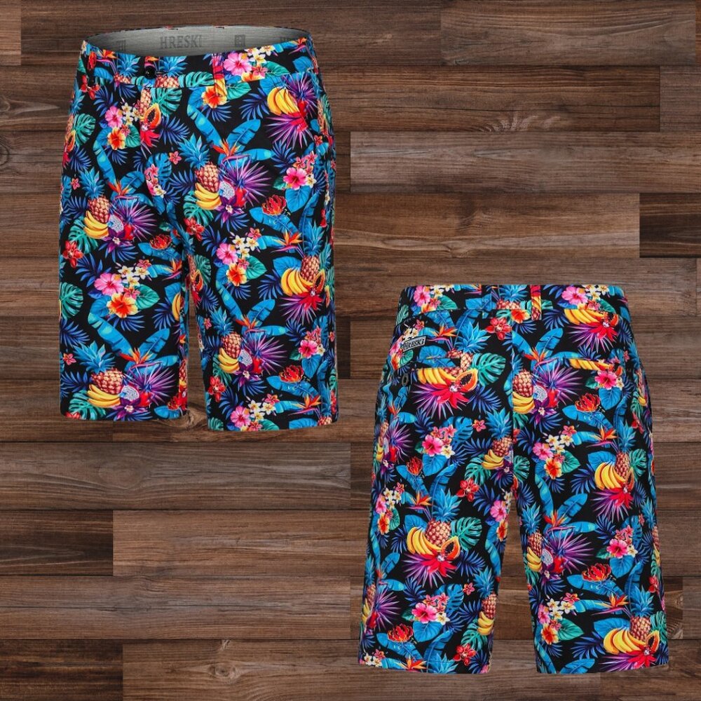 Mens Hreski Tropical Fruits Design Golf Shorts Size 46